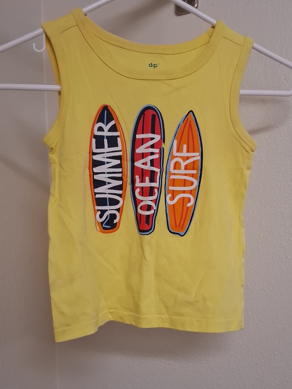 dip Yellow Tank with Surfboard Trio Graphic